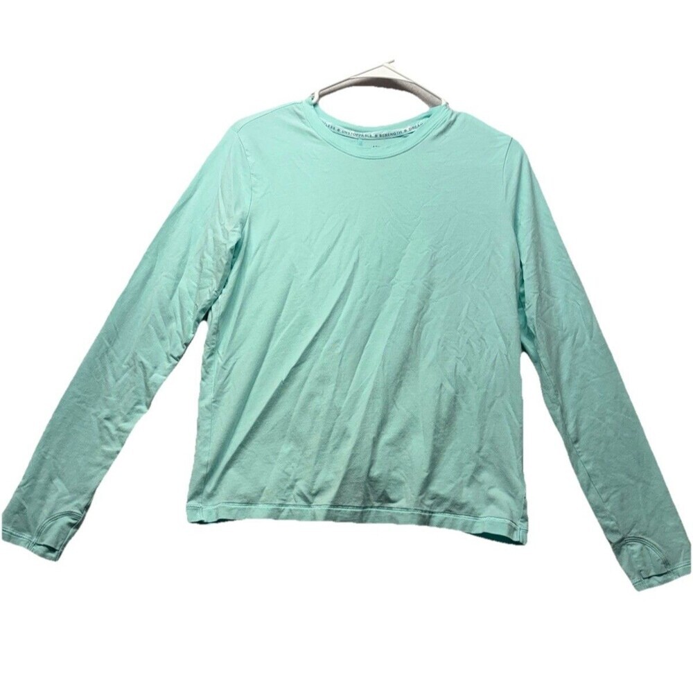 Athleta Girl Twist Around Top Light Teal Casual Workout Size XXL 16 Long Sleeve